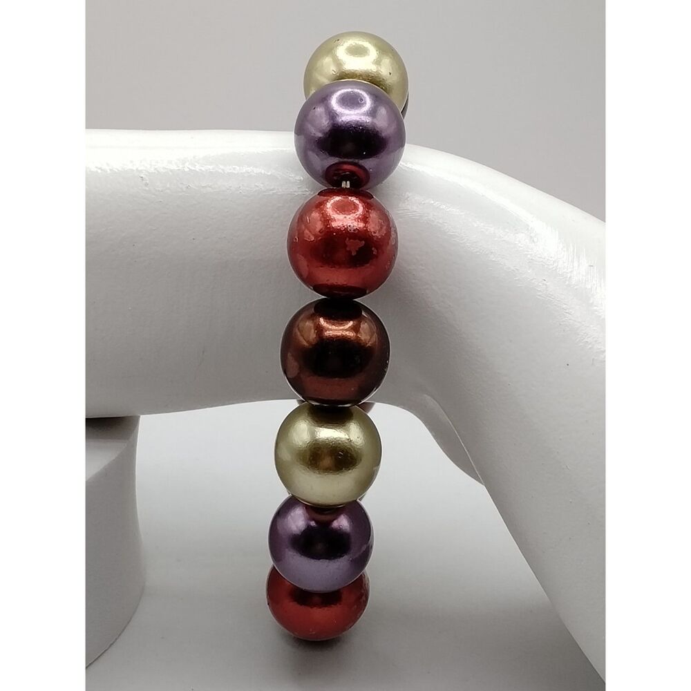 Vintage 1980s Retro Style Multicolor Rainbow Heavy Beads Bracelet